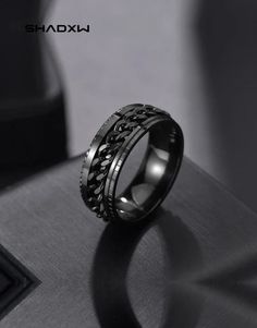 316L Stainless Steel : does not tarnish, chlorine resistant Comfortable inner face Meticulous finish Unisex Free shipping Enhance your dark style with this black chain ring made of stainless steel