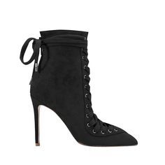 Stiletto Heel Lace Up Suede Upper Heel Height: 9 cm / 3.5 inch (Approx.) Shaft Height: 12 cm / 4.7 inch (Approx.) Chic Lace-up Boots With Pointed Toe For Party, Chic High Ankle Lace-up Boots For Evening, Chic Evening High Ankle Lace-up Boots, Elegant Ankle Boot Heels With 4-inch Heel, Elegant High Ankle Heels With Reinforced Heel, Elegant Evening Ankle-high Lace-up Boots, Elegant High Ankle Heels For Night Out, Party Ankle-high Heeled Boots With Wrapped Heel, Chic Heeled Boots With Ankle Strap And 4-inch Heel