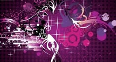 an abstract purple background with circles and swirls on the bottom, in shades of pink