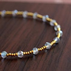 Labradorite Bracelet, Gold Filled, Slim Beaded Jewelry, Stacking, Genuine Grey Gemstone, Boho Bohemi Spiritual Faceted Beads Bracelets For Festivals, Spiritual Faceted Beads Bracelet For Festivals, Handmade Gold Moonstone Beaded Bracelets, Handmade Moonstone Beaded Bracelets For Gifts, Handmade Labradorite Beaded Bracelets As A Gift, Handmade Moonstone Beaded Bracelets As Gift, Bohemian Labradorite Beaded Bracelets As Gift, Bohemian Labradorite Beaded Bracelets With Gemstone Beads, Bohemian Labradorite Gemstone Beaded Bracelets