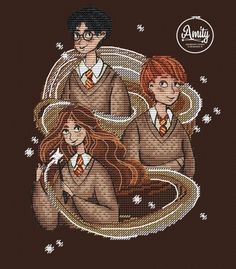 harry potter cross stitch pattern with hermi and hermi's hogwarts