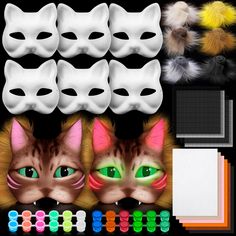 PRICES MAY VARY. Therian Mask DIY Set: the therian DIY cat fox mask set is not your regular mask kit; Offering 3 therian masks, 5 felt fabric sheets, 2 plastic mesh sheets, 1 plush faux fur fabric, and 2 glow in the dark paint, it's the package for DIY enthusiasts Special Glow Paint: the set comes with glow in the dark paint, this luminescent paint adds an edge of fun and mystically to your mask; You can paint on paper masks, felt or eye grids; These masks made of luminous paint can ideally accompany you to do outdoor activities at night; If you want the luminous paint to work better, please use ultraviolet light or strong exposure light Useful Felt and Cuttable Plastic Mesh Sheets : the felt sheets in our packages are crafted from delicate, skin friendly fabric that's easy to shape; Fix t Therian Diy, Therian Cat Mask Ideas, Orange Tabby Cat Therian Mask Idea, Halloween Cat Mask, Felt Animal Masks Diy, Animal Masks Diy, Cat Therian Mask Idea, Diy Glow In The Dark, Brown Cat Therian Mask