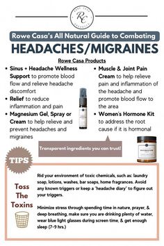 Rowe Casa Organics, an all natural products company, exists to help your family thrive with ingredients you can trust for health & wellness, beauty & more! Migraine Relief Instant Diy, Magnesium Benefits Vitamins, Heavy Metal Detoxification, Rowe Casa, Sinus Headache Relief, Black Seed Oil Benefits, Migraine Help, All Natural Products, Headache Prevention