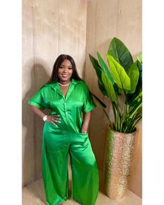 This green wideleg jumpsuit is perfect for so many occasions… pair it with boots , pumps or flats and get ready to turn heads ! The material is so soft and the over size look never goes out of style! Non-stretch jumpsuit Collar Midi sleeves Wide legs Satin Button closure 65% polyester 35% cotton Wash separately Inseam is 26 inches One size Chic Green Jumpsuits And Rompers For Night Out, Green Wide Leg Jumpsuits And Rompers For Party, Green Wide Leg Jumpsuits For Party, Trendy Green Jumpsuits And Rompers For Loungewear, Green Wide-leg Jumpsuits For Party, Green Jumpsuits And Rompers For Spring Loungewear, Green Short Sleeve Jumpsuits And Rompers For Work, Green Wide Leg Jumpsuits And Rompers For Spring, Trendy Green Jumpsuits And Rompers For Night Out