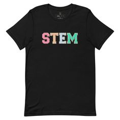 STEM Teacher Tshirt, Science Teacher Shirt, Science Technology Engineering and Math TshirtGrab this STEM Teacher Tshirt, Science Teacher Shirt, Science Technology Engineering and Math Tshirt. If you're a teacher and teach math, science, engineering, or art this cute shirt is for you! Perfect back to school tee.Check out our other collections such as the Feminist -Nevertheless She Taught collection for the teacher in her classroom. Or new, history, kindergarten, math, music, daycare, or preschool Cotton T-shirt With Letter Print For School, Black Cotton T-shirt For Back To School, School T-shirt With Text Print And Relaxed Fit, Casual T-shirt With Text Print For Back To School, Relaxed Fit T-shirt With Letter Print For School, Casual School T-shirt With Name Print, Casual T-shirt With Name Print For School, Black Text Print T-shirt For School, Casual Name Print T-shirt For Back To School