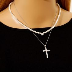 CZ Cross Pendant Necklace Women 925 Sterling Silver Cross Necklace Crystal Cross Necklace Jewelry Christmas Gifts for Her - Etsy Silver Necklace Outfit, Cross Pendant Necklace Woman, Cross Necklace Women, Cross Jewelry Necklace, Silver Cross Necklace, Sterling Silver Cross Necklace, Necklace Cross, Layered Necklaces Silver, Crystal Cross