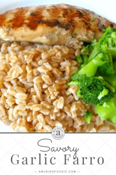 a white plate topped with rice and broccoli