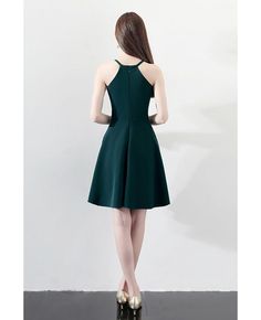 Shop Slim Dark Green Aline Short Party Dress Halter online. All instock with free shipping. Pro since 2009. Fitted A-line Sleeveless Dress For Formal Occasions, A-line Party Dress With Flattering Silhouette, Fitted A-line Mini Dress For Party, Formal A-line Sleeveless Dress With Back Zipper, Fit And Flare A-line Party Dress, Summer Party A-line Mini Dress, Elegant Green A-line Sleeveless Dress, Knee-length Sleeveless Dress With Fitted Bodice For Cocktail, Fitted A-line Sleeveless Dress For Evening