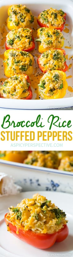 broccoli rice stuffed peppers are an easy and delicious appetizer for any meal