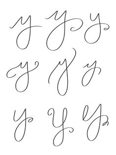 handwritten cursive alphabets with the letters y, y and y on them