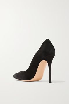 Black 105 suede pumps | GIANVITO ROSSI | NET-A-PORTER Formal Suede Court Shoes With 4-inch Heel, Suede Heels With 4-inch Pointed Toe, Elegant Suede Court Shoes Medium Width, Evening Suede Court Shoes With Round Toe, Elegant Suede Court Shoes With Branded Heel Counter, Elegant Suede Court Shoes With Deep Heel Cup, Suede Heels With Pointed Toe, Suede Heels With Medium Width And Pointed Toe, Suede Heels With Pointed Toe And Medium Width