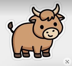 a sticker of a bull with horns on it's head, standing in front of a white background