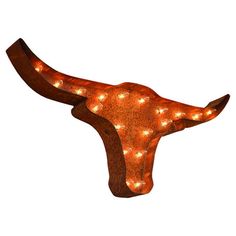 a longhorn head with lights on it