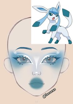 Glaceon Makeup, Bluey Makeup Looks, Espeon Makeup, Eevee Makeup, Glaceon Cosplay, Pokemon Makeup, Halloweenský Makeup