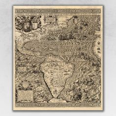 an old map of africa in black and white