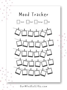 a printable mood tracker with the words mood tracker on it