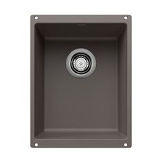 an image of a gray sink on a white background with the drain in it's center