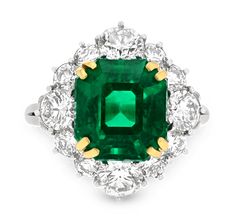 Emerald-Cut Colombian Emerald Ring, 5.71 Carats | M.S. Rau Fine Jewels, Blue Diamond