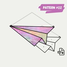 an origami paper airplane is shown with the text pattern 002 on it