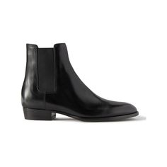 SAINT LAURENT revisits its signature 'Wyatt' boots in so many new colourways and fabrications each season, but this versatile black leather pair is perhaps the wisest investment. They've been impeccably made in Italy with elasticated side panels and are set on Cuban heels. They break at the perfect height to wear with the brand's skinny-fit jeans or tailored trousers. Modern Chelsea Boots With Calf Leather, Designer Leather Chelsea Boots For Workwear, Modern Calf Leather Boots For Business, Designer Chelsea Ankle Boots For Work, Sleek Leather Business Boots, Formal Goodyear Welted Leather Heeled Boots, Classic Pointed Toe Moto Boots For Formal Wear, Classic Pointed Toe Moto Boots For Formal Occasions, Classic Pointed Toe Moto Boots For Formal Events