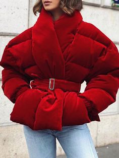 Come to Stylewe to buy Fleece Coat at a discounted price, SPU: 1UFL9QC622, Color: Red, Sleeve Length:Long sleeve, Clothes Length:Regular. Fashion Women Clothes, Winter Fashion Women, Wine Red Color, Waist Belts, Types Of Coats, Red Coat, Dolce E Gabbana, Fleece Coat, Winter Jackets Women