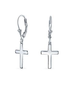 in stock Elegant Everyday Cross Earrings, Everyday Elegant Cross Earrings, Elegant Cross Earrings For Everyday, Elegant Hypoallergenic Cross Earrings, Elegant Hypoallergenic Cross-shaped Earrings, Dangle Cross Earrings, Spiritual Style, Religious Cross, Leverback Earrings