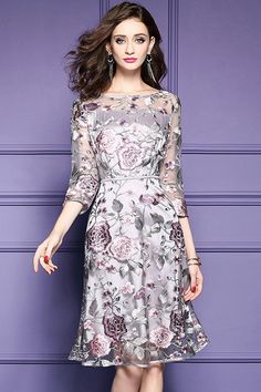 Only $69.99, Wedding Guest Dresses Grey Embroidery Knee Length Floral Party Dress Wedding Guests #ZL8094 at #GemGrace. View more special Wedding Guest Dresses now? GemGrace is a solution for those who want to buy delicate gowns with affordable prices. Free shipping, 2018 new arrivals, shop now to get $5 off! Pink Wedding Guest Dresses, Knee Length Floral Dress, Grey Embroidery, Best Wedding Guest Dresses, Floral Party Dress, Sleeve Embroidery, Traje Casual, Kitenge, Wedding Guest Dresses