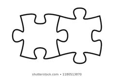 two pieces of the same jigsaw puzzle are shown in black on a white background