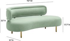 an image of a couch with measurements for the back and armrests on it