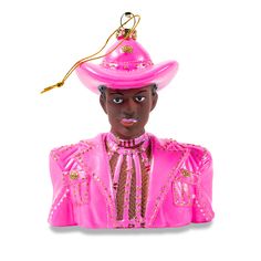 Lil NasX Ornament - Furbish Studio Versace Suit, Pink Versace, Furbish Studio, Ornaments Tree, Needlepoint Pillows, Festive Decor, Tickled Pink, Christmas Tree Themes, Holiday Looks