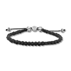 Stainless steel gun metal bead bracelet with an adjustable slide closure. Adjustable Minimalist Stainless Steel Bracelets, Modern Black Jewelry With Sliding Knot, Adjustable Stainless Steel Bracelet With Clasp, Adjustable Gunmetal Metal Bracelet, Adjustable Gunmetal Metal Bracelets, Adjustable Gunmetal Bracelet, Casual Stainless Steel Bracelet With Clasp, Casual Stainless Steel Bracelets, Casual Stainless Steel Bracelet