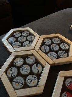 Home made coaster's  1 for $20 2 for $40 3 for $60 4 for $80  MESSAGE ME WHICH ONE YOU WANT Backyard Games Diy, Wood With Resin, Beer Crafts, Beer Bottle Crafts, Bullet Crafts, Epoxy Resin Projects, Router Projects, Quick Projects, Epoxy Ideas