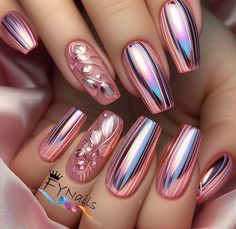 Glittery Nails, Gel Nail Art Designs, Chrome Nails Designs, Beauty Nails Design, Trendy Nail Art Designs, Nail Art Designs Diy, Glamorous Nails, Cat Eye Nails