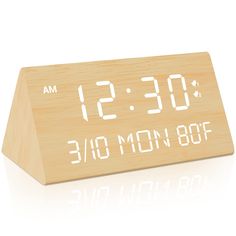 PRICES MAY VARY. ⏰【0～100% Brightness Adjustable】 This wooden alarm clock has more clear LED digits with 0～100% full range dimmable, you can easily adjust to your favorite or suitable brightness level, even the LED lights can be turned off completely. It’s user friendly at night, which won’t be too harsh for your eyes. Therefore, you can also have a comfortable night's sleep. ⏰【2 Display Formats, Support Switching】 Alarm clock with LARGER screen clearly shows the date, day of the week, time (12-h Travel Bedroom, Alarm Clocks, Radio Clock, Bedside Night Stands, Tabletop Clocks, Digital Clocks, Office Travel, Smart Device, Digital Alarm Clock