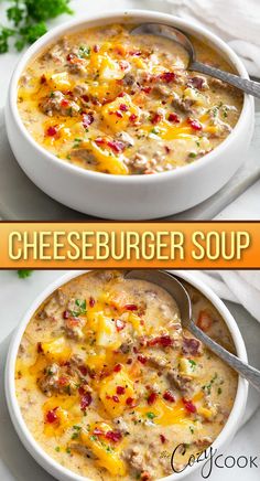 cheeseburger soup with bacon, ground beef, and cheese Easy Cheeseburger Soup, Classic Cheeseburger, Cheeseburger Soup Recipe, Bacon Cheeseburger Soup, Cheese Burger Soup Recipes, Cheese Soup Recipes, Crockpot Healthy, Burger Seasoning, Bacon Soup