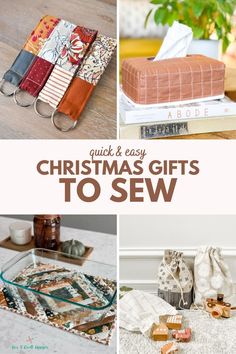 Sewing Gift Basket Ideas, Fabric Home Accessories, Homemade Gifts For Him Christmas, Free Beginner Sewing Projects, Small Gifts To Sew For Friends, Seeing Christmas Gifts, Last Minute Sewing Gifts, Sewing Projects To Give As Gifts, Christmas Presents Homemade