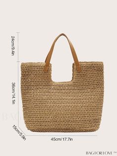 BagForLove - Stylish Woven Straw Bag - Perfect for Your Holiday Fashion Product Description Color Khaki Strap Type Double Handle Pattern Type Plain Type Shopper Bag Bag Size Oversized Material Paper Size Chart INCH CM Bag Length Bag Width Bag Height Handle Height 18.5 inch 3.1 inch 13.4 inch 9.4 inch Bag Length Bag Width Bag Height Handle Height 47 cm 8 cm 34 cm 24 cm Details Pictures Similar Products h2 { text-align: center; } /* æ¢è¡ */ li{ white-space: normal; word-break: break-all; word-wr Straw Beach Bag, Holiday Style, Shopper Bag, Bag Bag, Color Khaki, Holiday Fashion, Womens Tote Bags, Beach Bag, Straw Bag