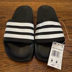 Brand New, Never Worn. Black Adidas Slides. Men’s 8, Women’s 9. Black Adidas Slides, House Slide, Shower Shoes, Adidas Slides, Beach Shower, Shoes Adidas, Adidas Black, Lucky Charm, Black Adidas