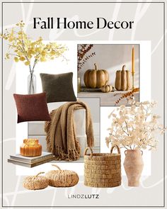 fall home decor is featured in this image