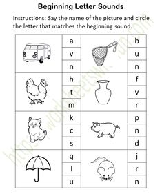 the beginning letter sounds worksheet with pictures and words to help students learn how to read