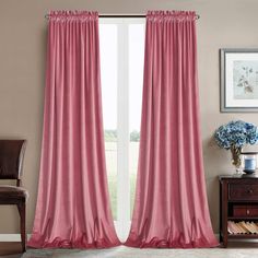 PRICES MAY VARY. Velvet Curtain READY MADE : Each panel measuring 52" W x 84" L; two hanging options; rod pocket and clip rings; With 3-inch inner diameter fit most standard rod LUXURY LOOK : These soft and plush velvet curtains offered in a glimmering effect and sophisticated elegant space LIGHT CONTROL : Curtains enough to completely keep out the 75% SUNLIGHT and UV RAY (dark color works better) ENERGY SMART：Thick heavy thermal insulated curtains block heat & winds; which create a cozy environ Velvet Curtains Bedroom, Pink Velvet Curtains, Orange Curtains, Thick Curtains, Luxury Room, Velvet Drapes, Pink Curtains, Curtains Holdbacks, Curtains For Bedroom