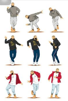 a man is doing different poses on his skateboard