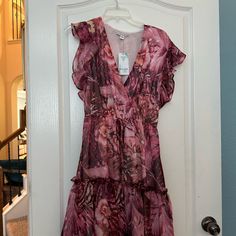 Nwt - Excellent Condition Pink Flowy Midi Dress For Date Night, Flowy Pink Midi Dress For Date Night, Pink Midi Dress For Vacation, Pink Sundress Midi Dress For Date Night, Casual Pink Maxi Dress For Date Night, Modern Victorian, Guess Dress, Womens Dresses, Cream