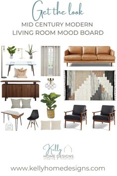 the mid century modern living room mood board