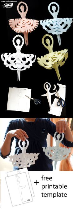 the instructions for how to make an origami swan with paper and scissors are shown