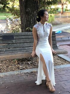 Marilyn Dress White Cheongsam, Classic White Dress, Chinese Wedding Dress, Custom Dress, Qipao Dress, Rustic Wedding Dresses, Country Wedding Dresses, Cheongsam Dress, Chinese Wedding