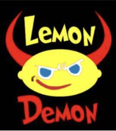 a yellow demon with blue eyes and the words lemon demon