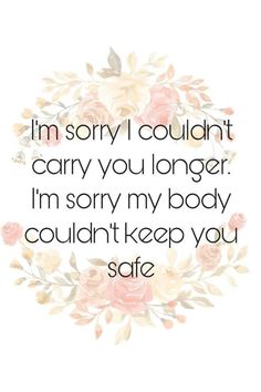 a quote that says i'm sorry i couldn't carry you longer, i'm sorry my body couldn't keep you safe