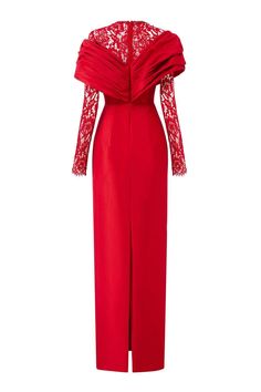 Elegant Red Ruched Gown, Elegant Red Evening Dress With Asymmetrical Neckline, Red Pre-draped Dress With Pleated Bodice, Elegant Draped Dresses For Banquet, Red Evening Dress With Draped Sleeves, Elegant Draped Red Evening Dress, Elegant Red Draped Evening Dress, Evening Sheath Dress With Ruched Bodice, Ruched Sheath Evening Dress