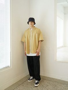 Editor's NotesNOUGHT creates this unique shirt by taking design details from baseball jerseys and jackets.Features a ribbed neck, embroidered signature logo at back, and tweaked front opening with exposed outseam. Cut in an oversized fit for versatile layering.- Ribbed neck- Button fastening- One chest pocket- Half sleeves- Embroidered signature logo at back- Reversed seam at front- Hi-low shirttail hem- Oversized silhouette- Bio washed soft fabricMeasurements(in.)1 / 2- Shoulder: 26.0 in. / 26.4 in.- Chest: 29.5 in. / 30.5 in.- Sleeve Length: 8.3 in. / 8.3 in- Front Length: 28.7 in. / 30.1 in.- Back Length: 31.1 in. / 33.1 in.Model info : 5' 10.08, 163.1 lbs / Fitting size 2Composition & Care- 70% Cotton, 30% Nylon- Hand wash cold or dry cleaningDesigner- by NOUGHT Urban Collared Tops For Streetwear, Collared Shirt For Spring Streetwear, Spring Collared Shirt For Streetwear, Spring Collared Streetwear Shirt, Urban Collared Shirt For Streetwear, Casual College Baseball Jersey Short Sleeve, Casual Short Sleeve Baseball Jersey For College, Casual Short Sleeve College Baseball Jersey, Relaxed Fit Button-up Short Sleeve Shirt For Streetwear